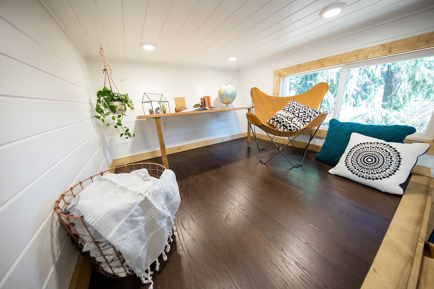 Spacious living area in the Tiny Adventure Home's second loft
