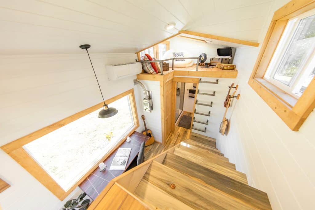 View from one loft to the other in Artists' Retreat custom tiny house