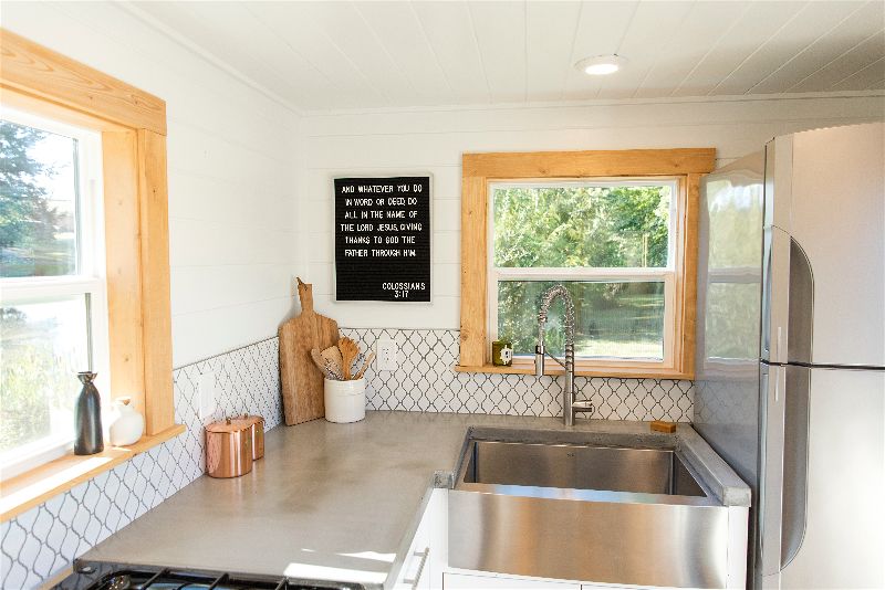Artists' Retreat custom tiny house's kitchen sink