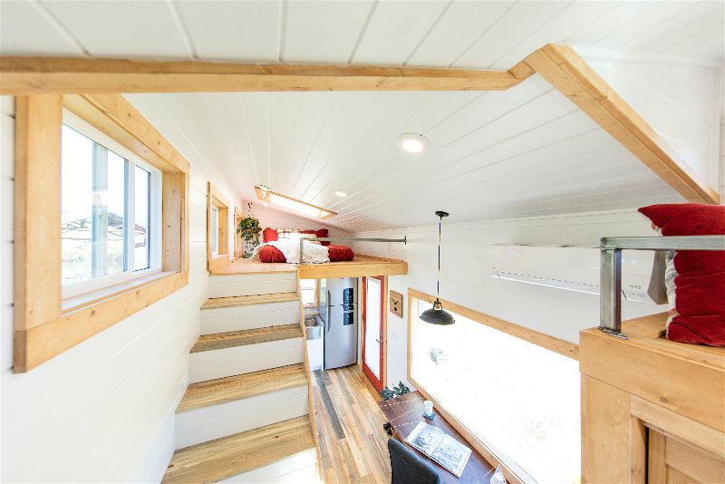 Loft in the Artists' Retreat custom tiny house with stairs