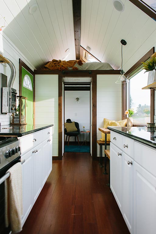 Interior of The Emerald custom tiny house