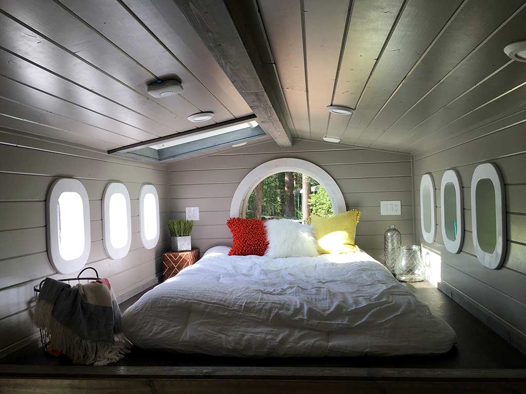 Loft bedroom in the High-Flying Tiny Home