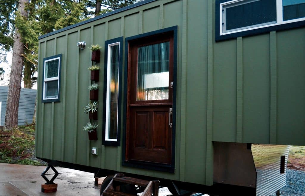 Outside view of The Huntsman Cabin custom tiny home