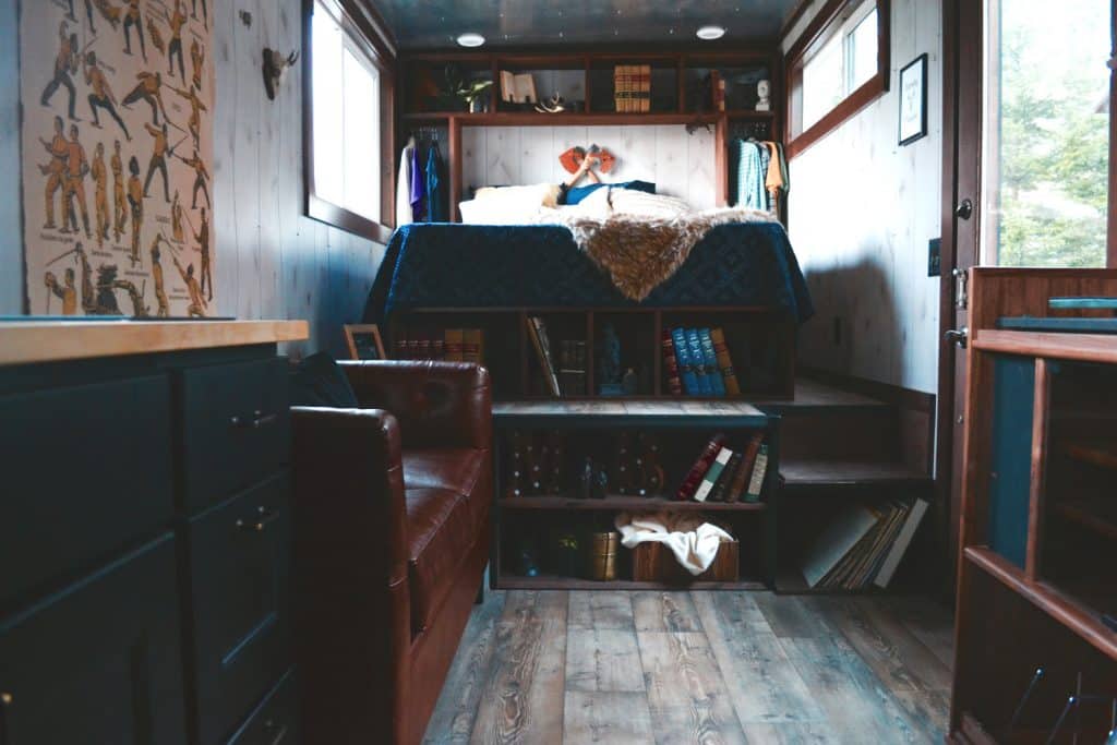 Interior of The Huntsman Cabin custom tiny home