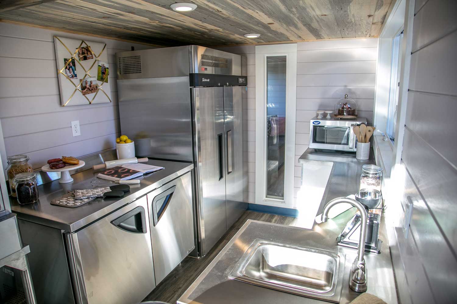 Commercial kitchen details in the Kentucky Donut Shop custom commercial tiny home