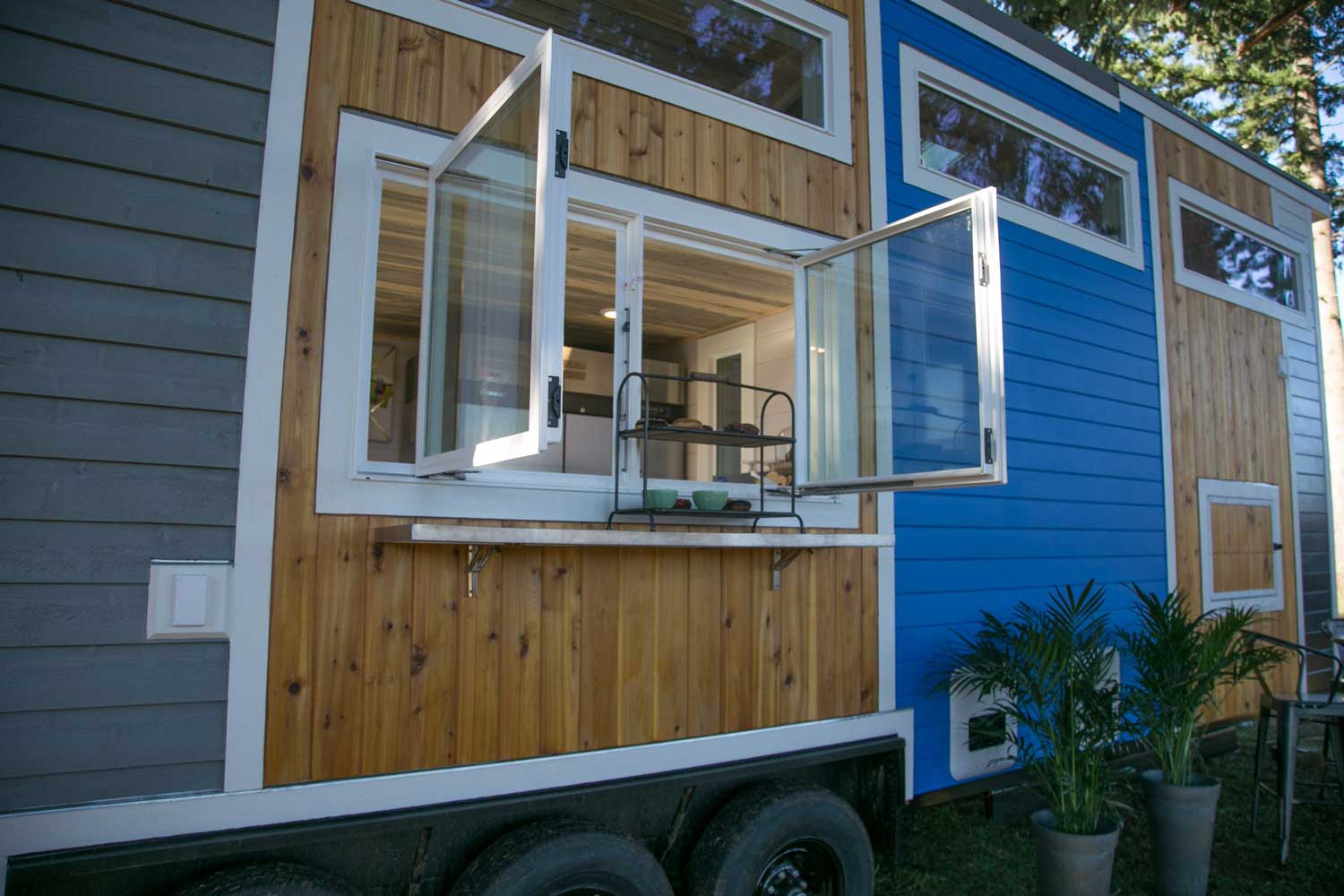 Order windows in the Kentucky Donut Shop custom commercial tiny home