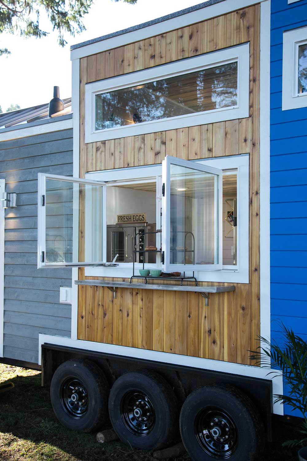 Order windows on the outside of the Kentucky Donut Shop custom commercial tiny home