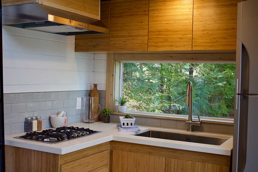 The kitchen of the Live / Work Tiny Home