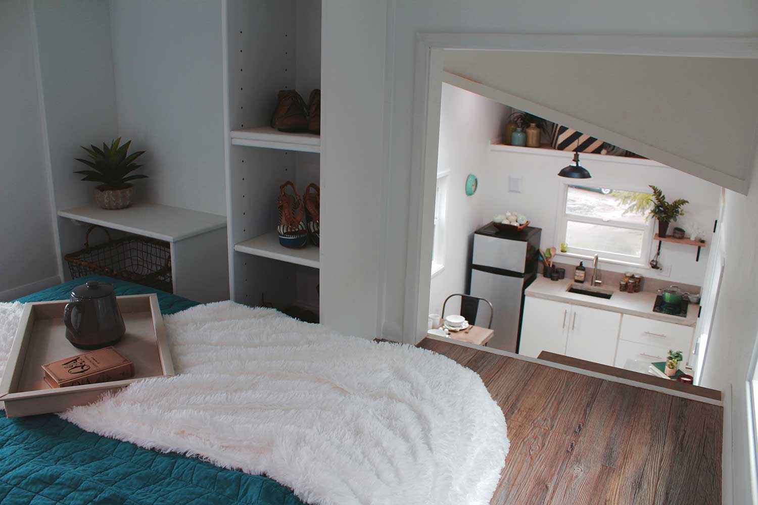 Loft. bedroom in the Midcentury Modern Tiny Home