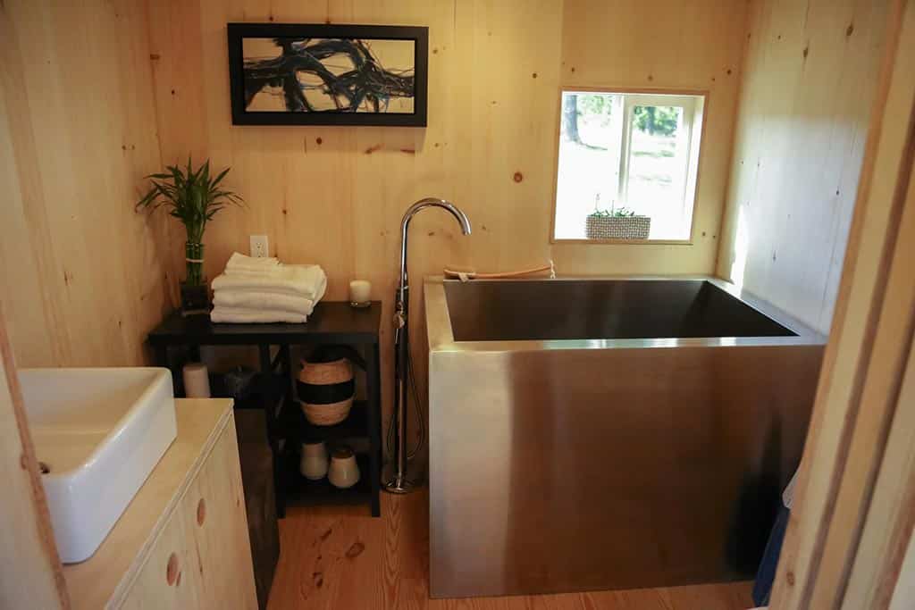 odern Shou Sugi Ban custom tiny home with custom bath