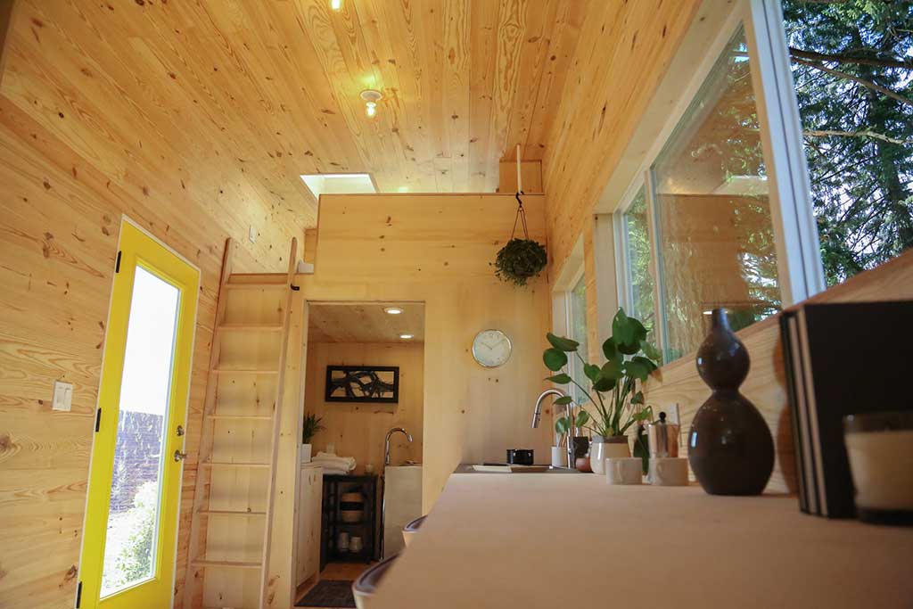odern Shou Sugi Ban custom tiny home's interior