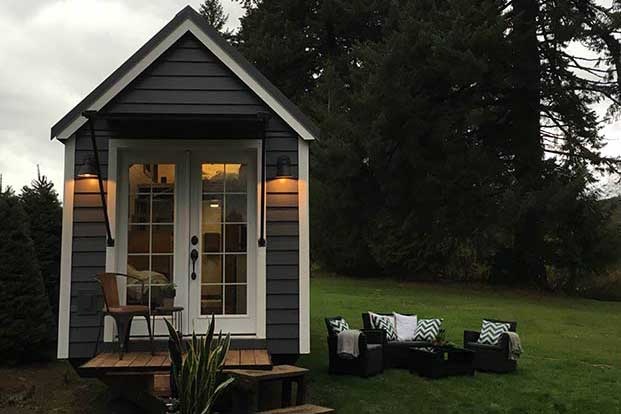 NW Natural custom tiny home with outdoor furniture