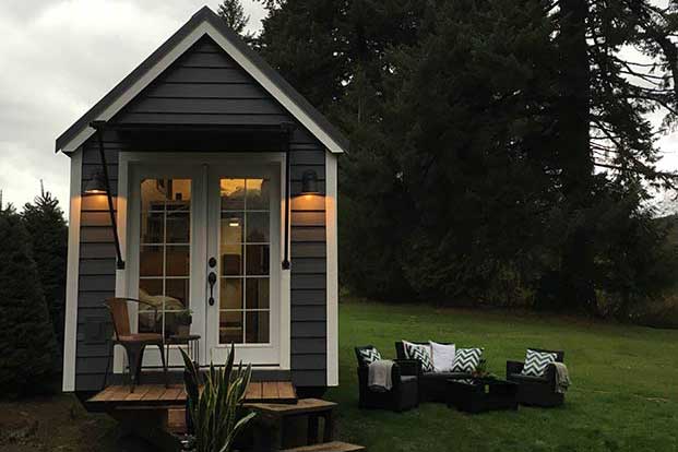 NW Natural custom tiny home with outdoor furniture