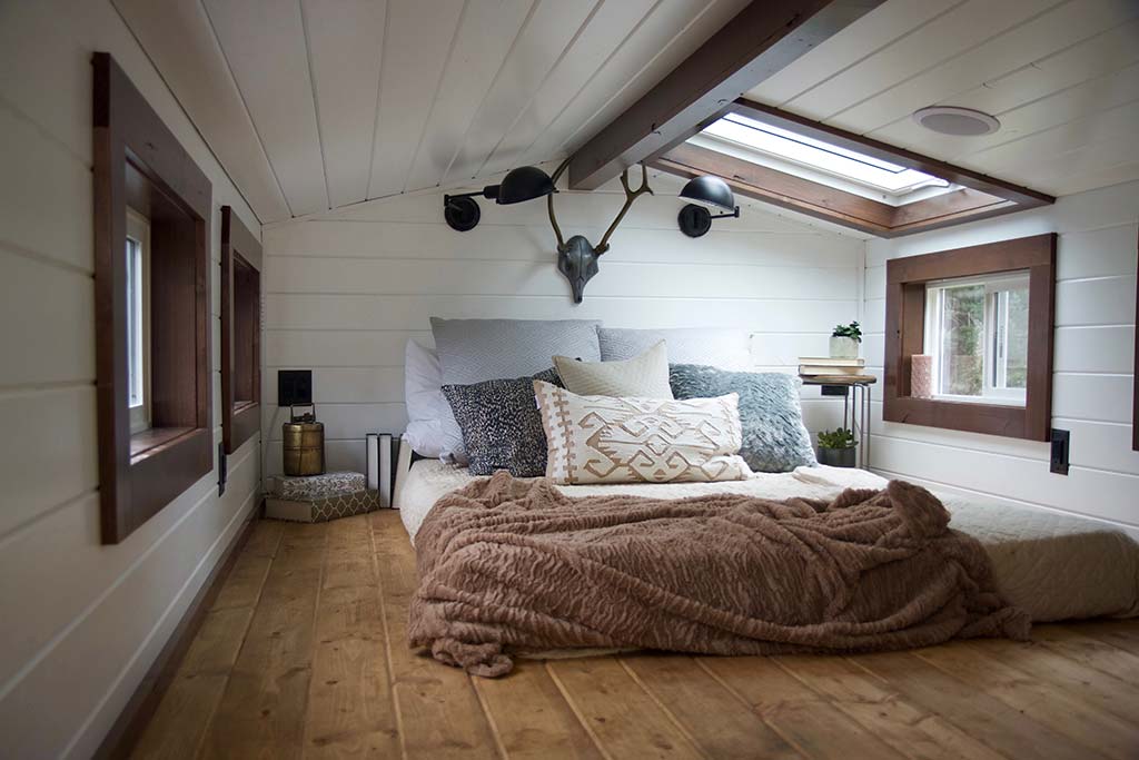 Sleeping loft in the NW Natural custom tiny house