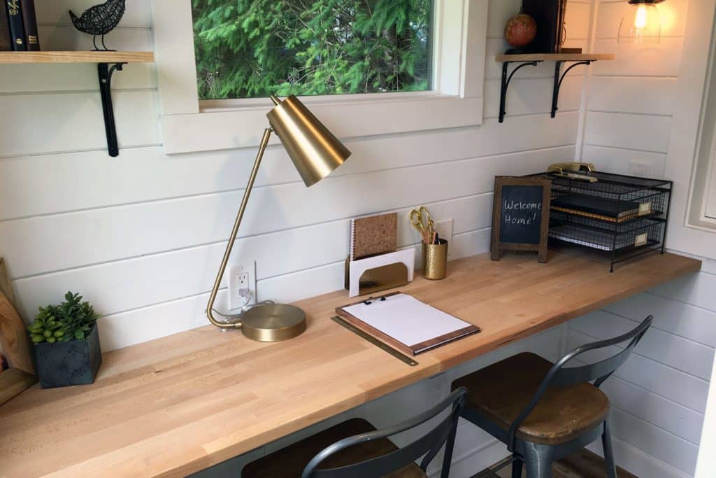 Work table in the Rocky Mountain Home custom tiny house