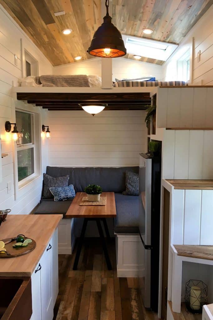 Dining nook in the Rocky Mountain Home custom tiny house
