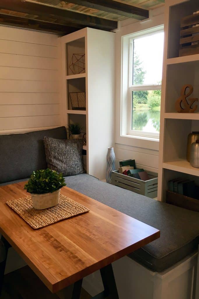 Dining nook in the Rocky Mountain Home custom tiny house