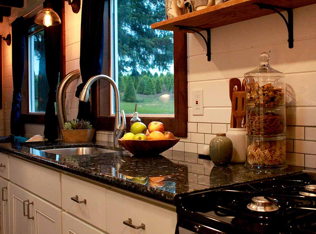 Kitchen in Outside of The Sapphire custom tiny house