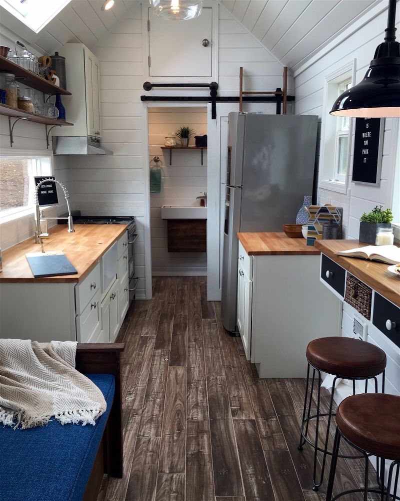 Kitchen in the Texan Tiny Farmhouse custom tiny home