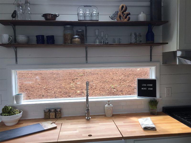 Texan Tiny Farmhouse custom tiny home kitchen detail