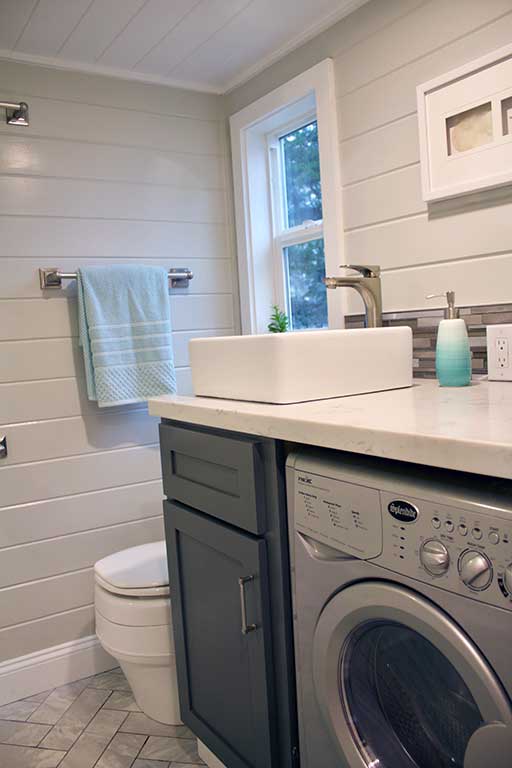 Bathroom detail in the Tiny Beach House custom tiny house