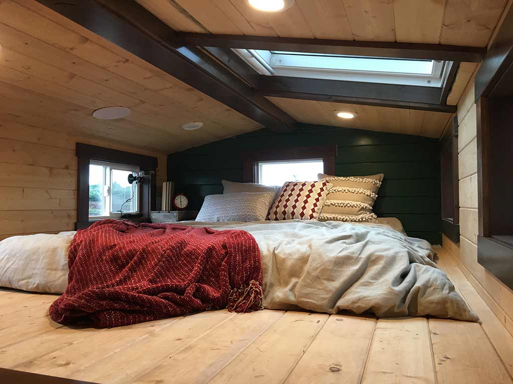 Tiny Rustic Cabin custom tiny home's sleeping loft