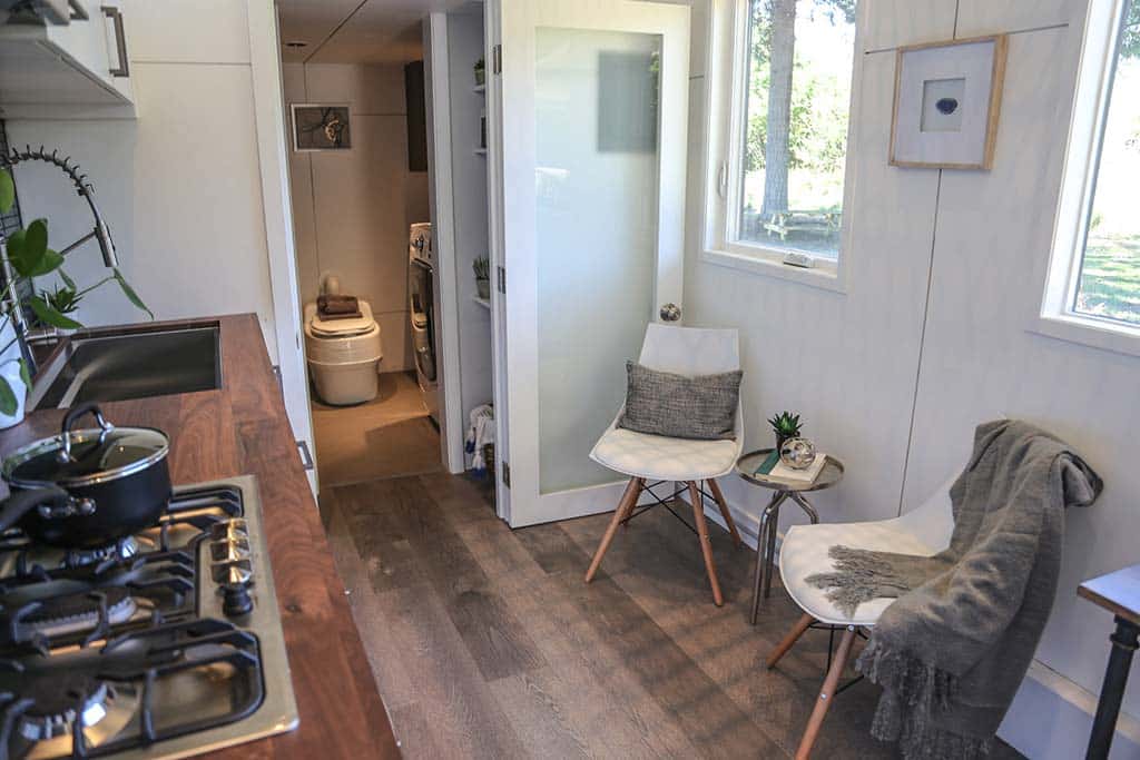 Seating in the The Ultra Modern custom tiny home