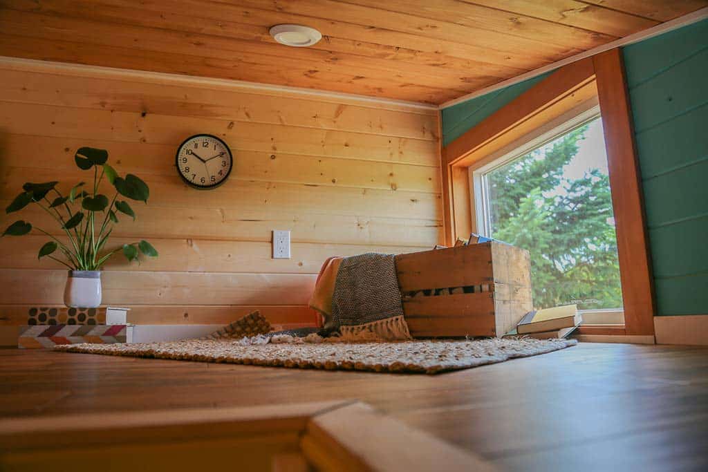 Loft in the Beachy Bohemian custom tiny home