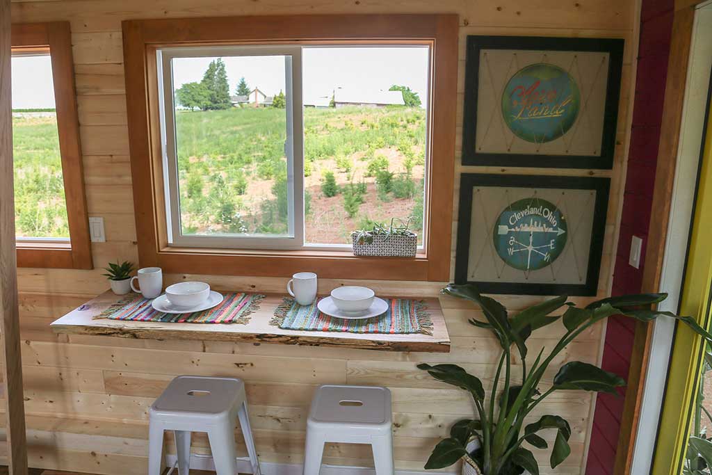 Dining counter in the Beachy Bohemian custom tiny home