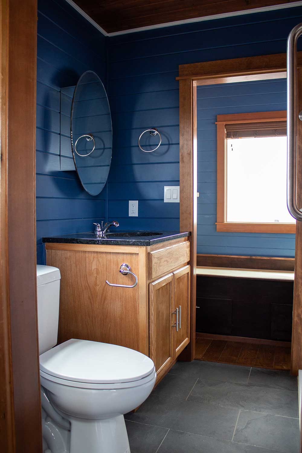 Bathroom in the Pioneer custom tiny home