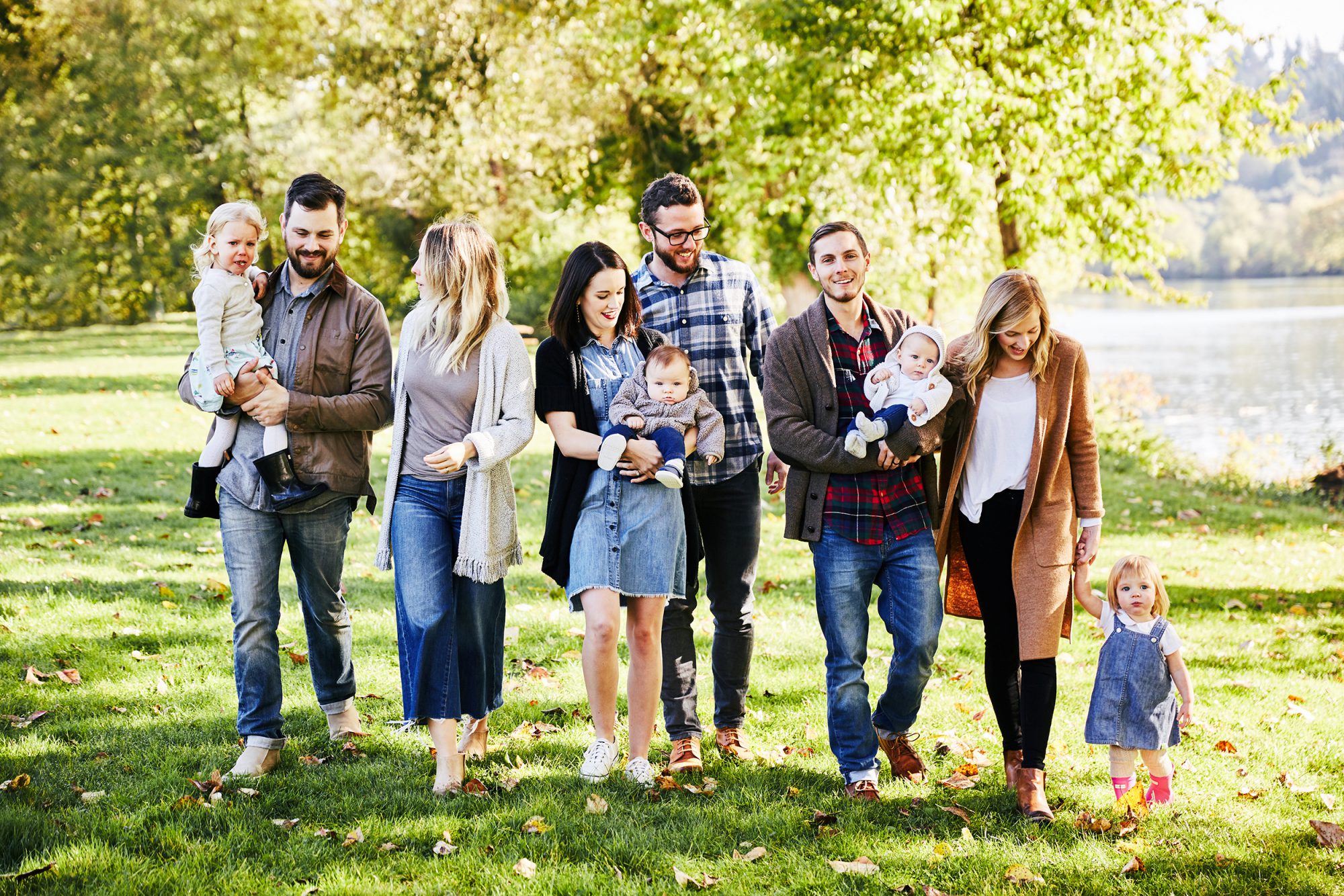 Tiny Heirloom team and their families pose outside in summer