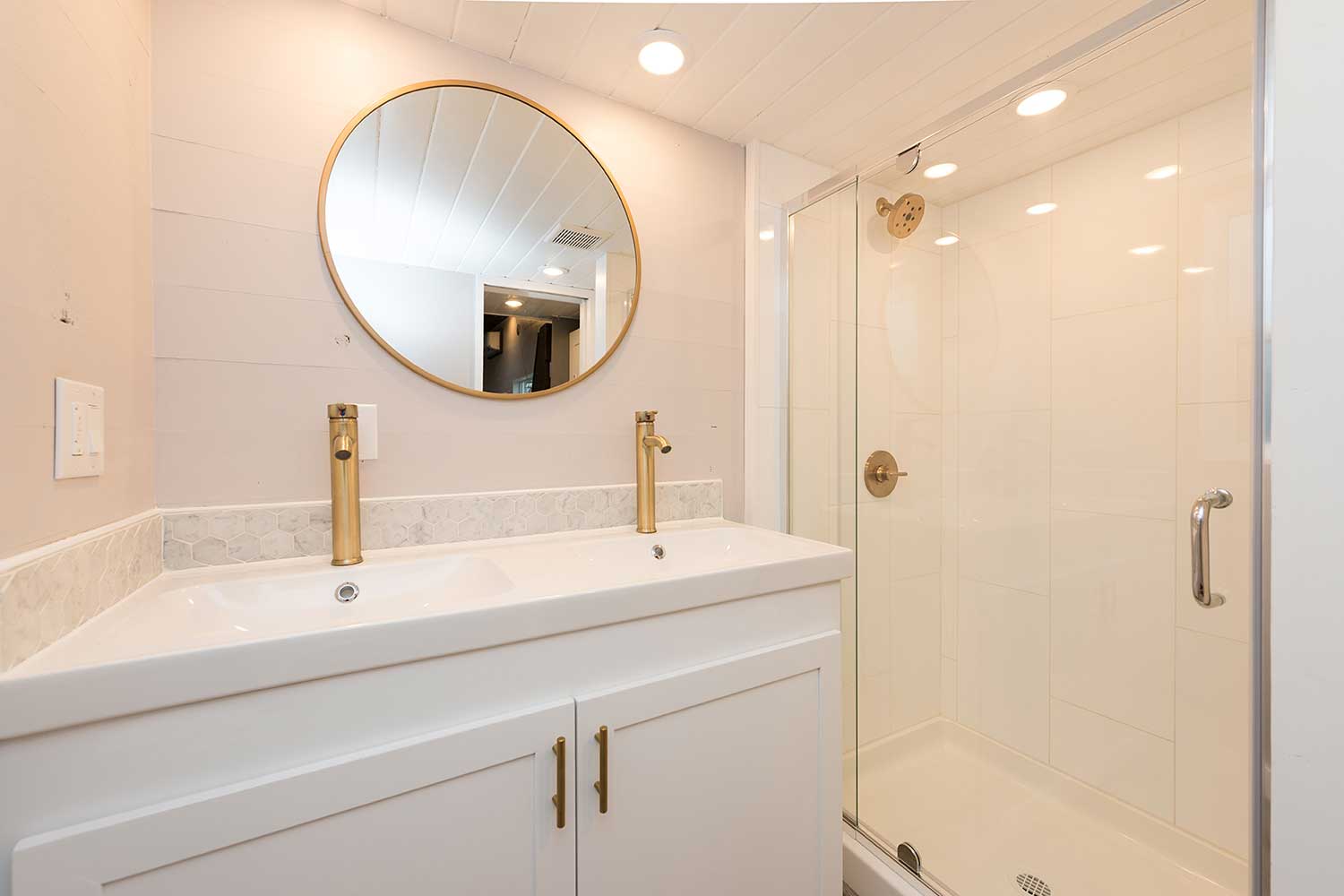 Bathroom in the The Kingston custom tiny house