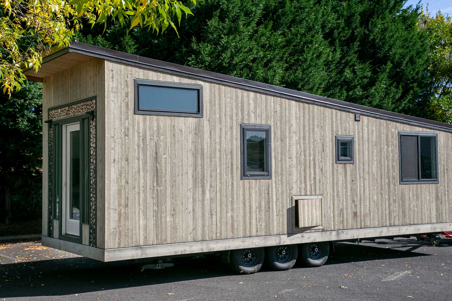 Log Cabin custom tiny house outside shot