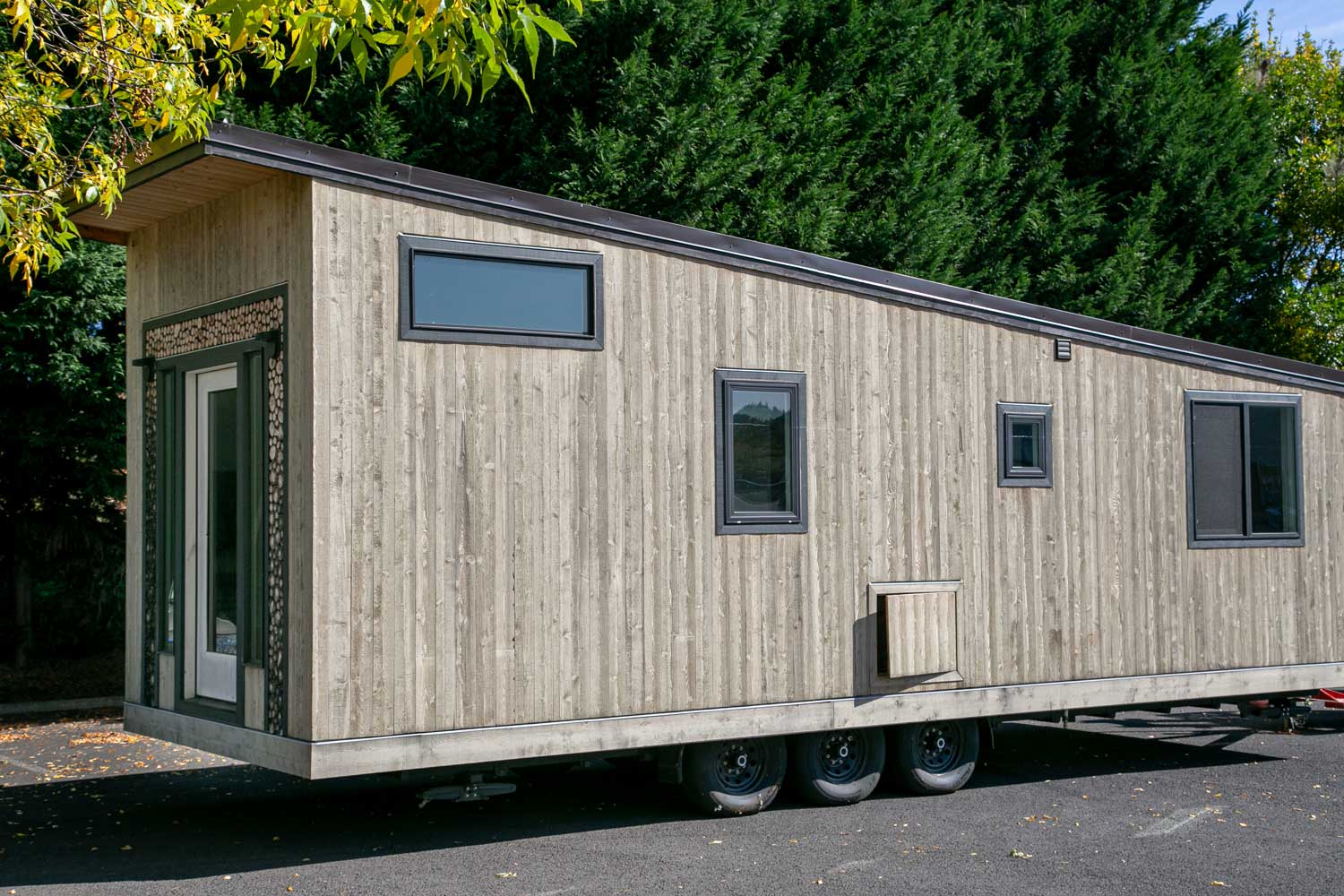 Log Cabin custom tiny house outside shot