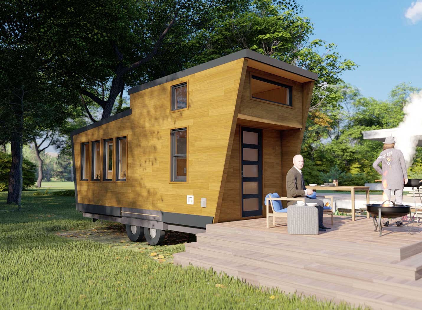 3D model of the exterior of the Heirloom-X tiny home