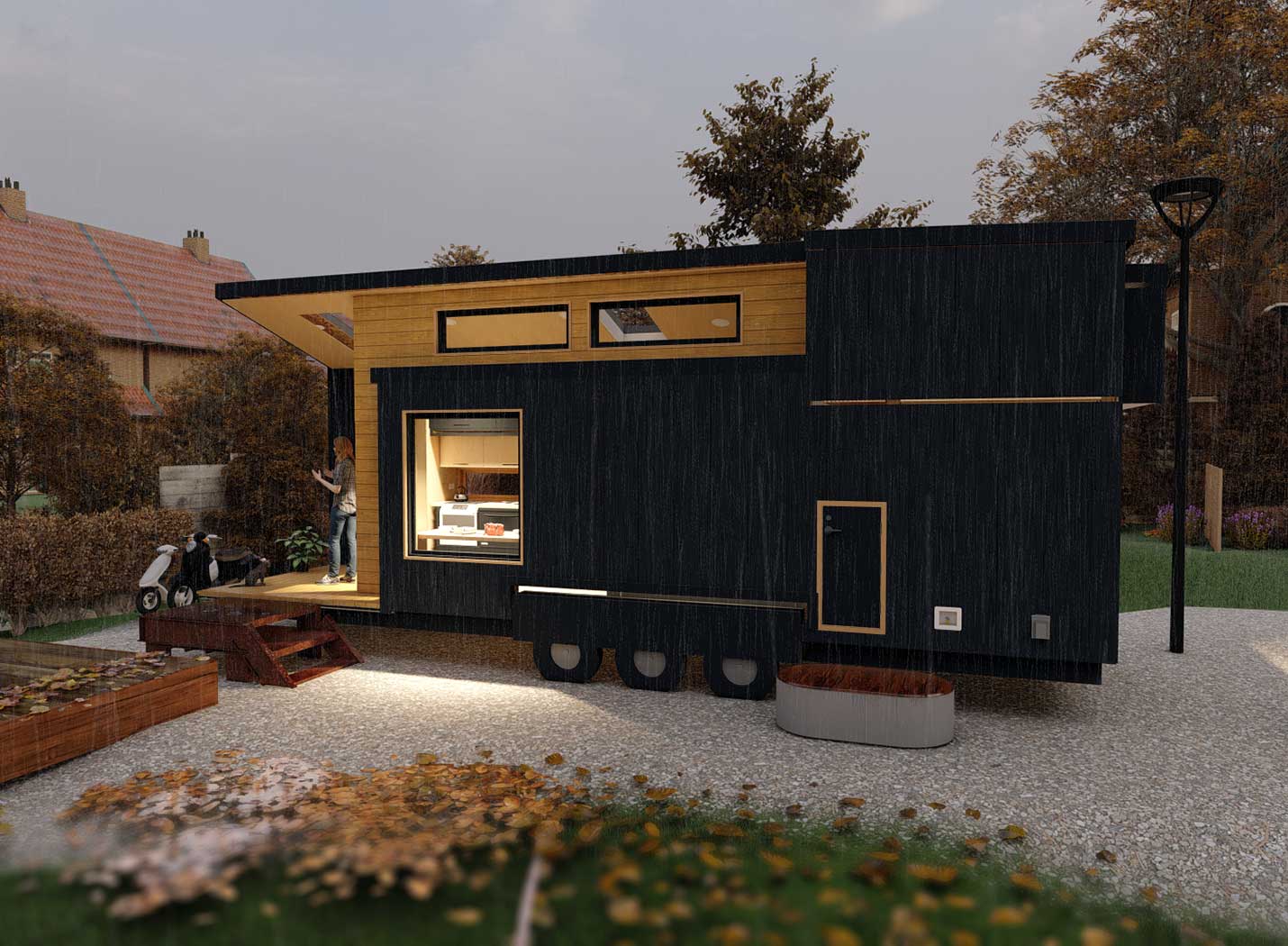3D model of the exterior of the Journey Tiny Home for sale as part of Tiny Heirloom's Signature Series of tiny house models