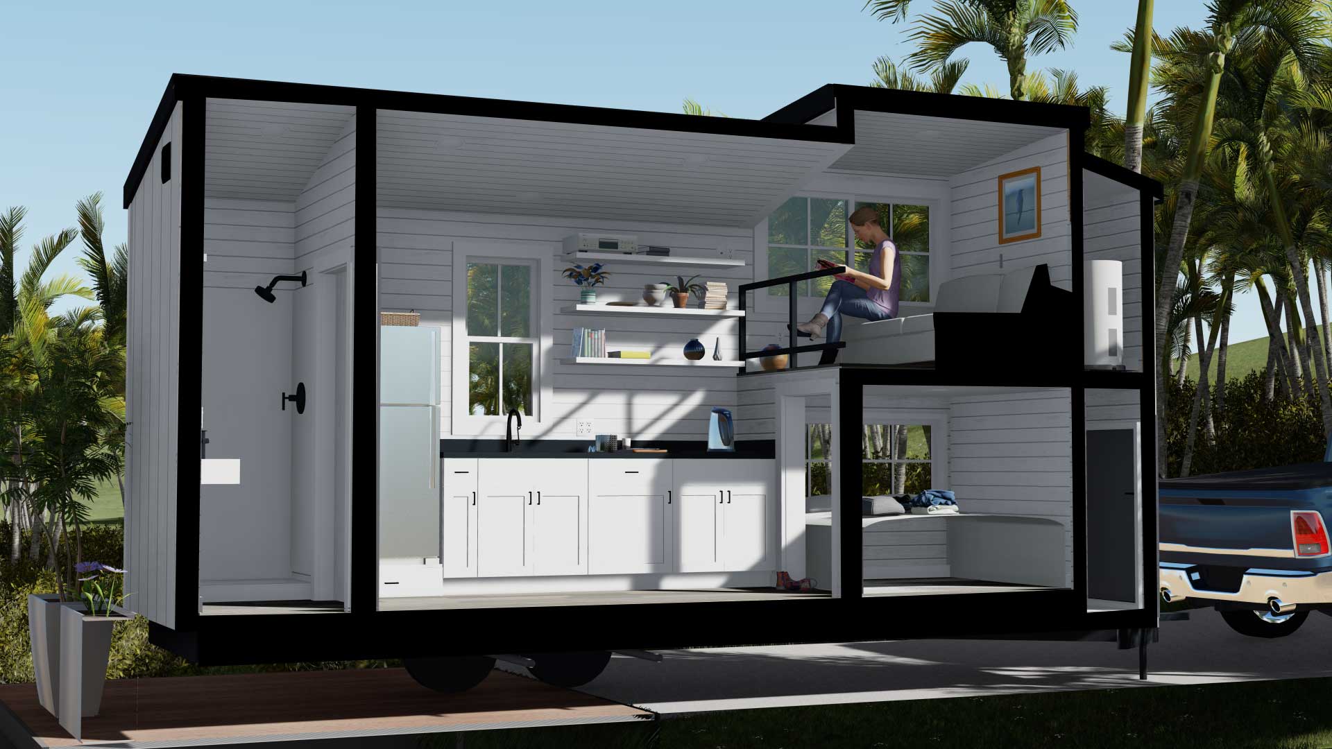 3d model cutaway of the Keepsake tiny house