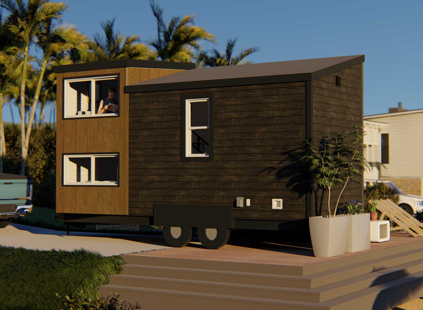 Outside view of a Keepsake tiny house by Tiny Heirloom