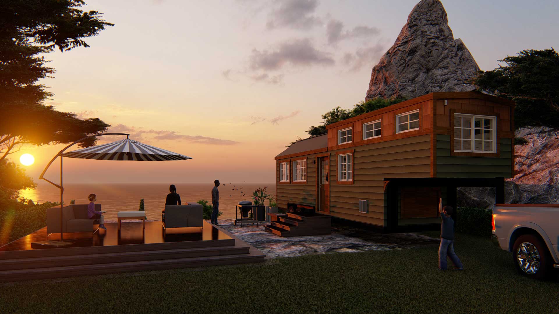 3D model of a craftsman tiny home Majesty model by the ocean