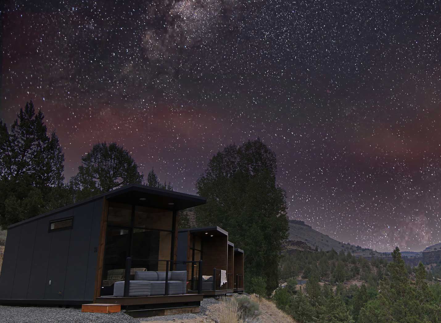 eXpanse Tiny Homes under starry skies