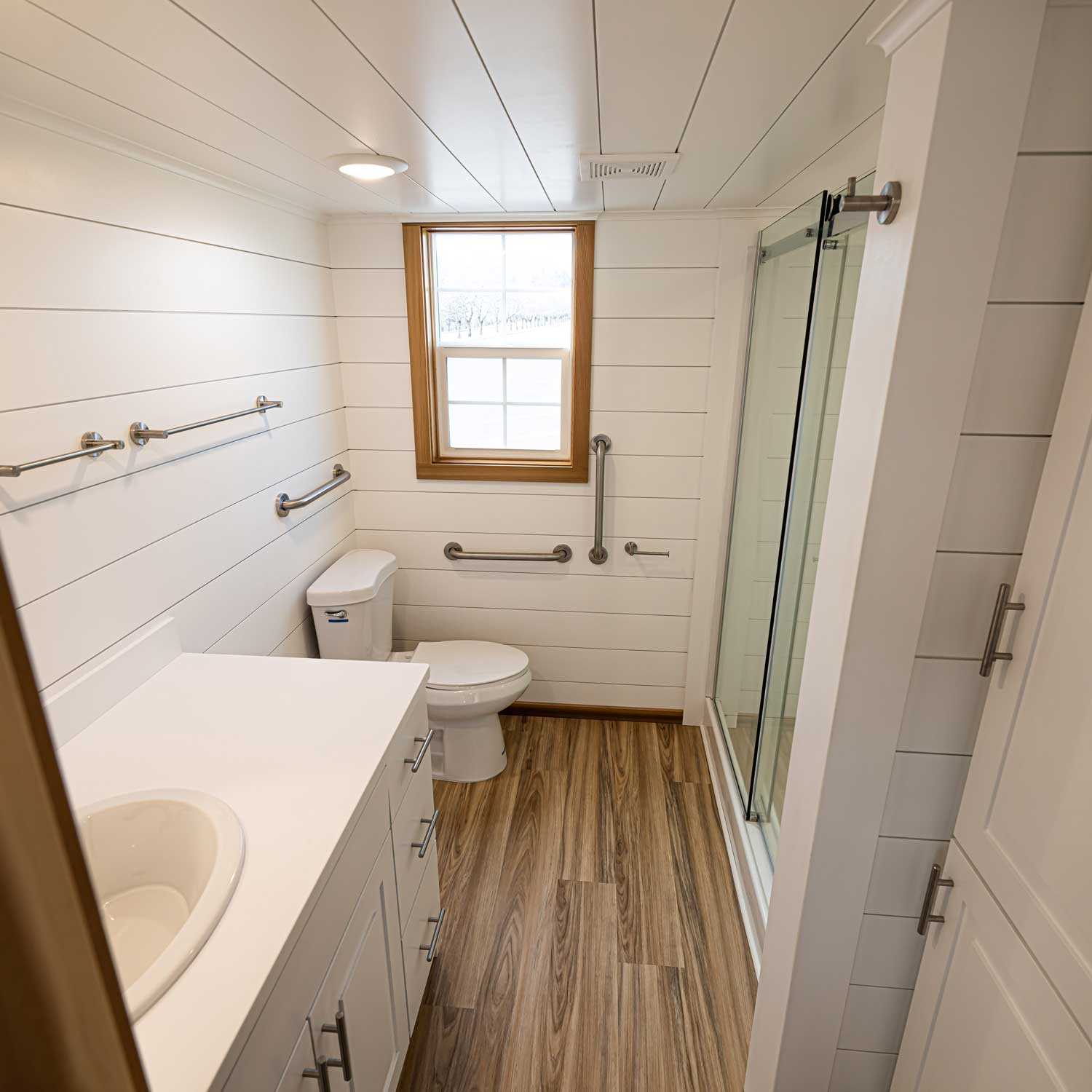 Heritage Craftsman tiny home bathroom