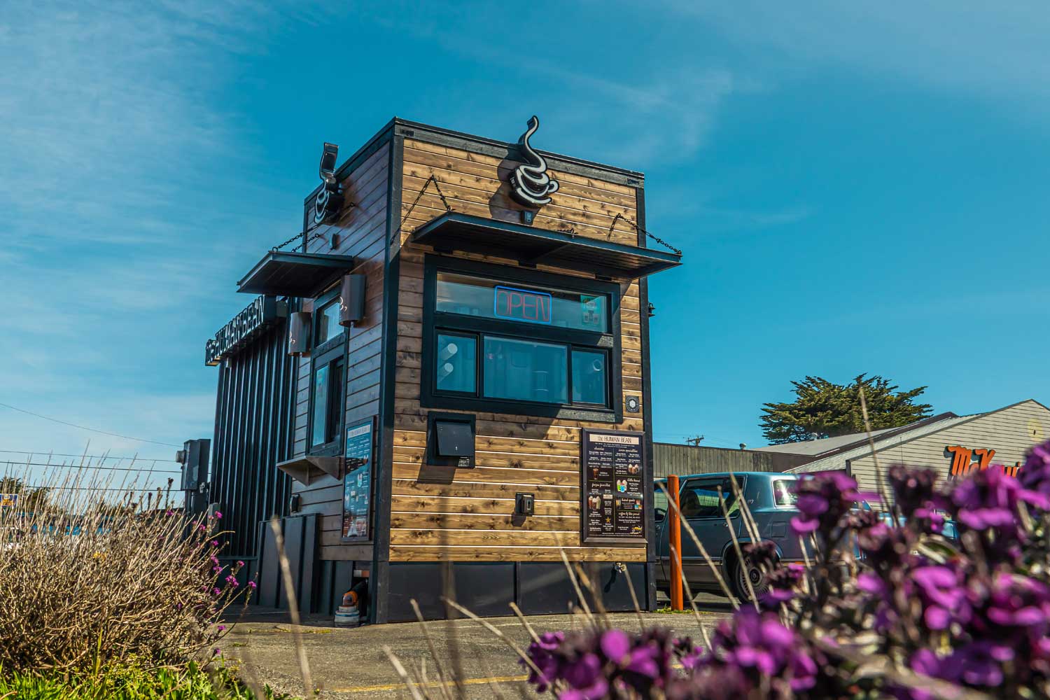 Exterior of a coffee stand made by tiny heirloom as a custom commercial tiny house build