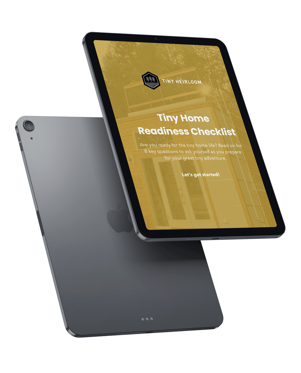 Tablet showing the TIny Home Readiness Checklist you can request from this page